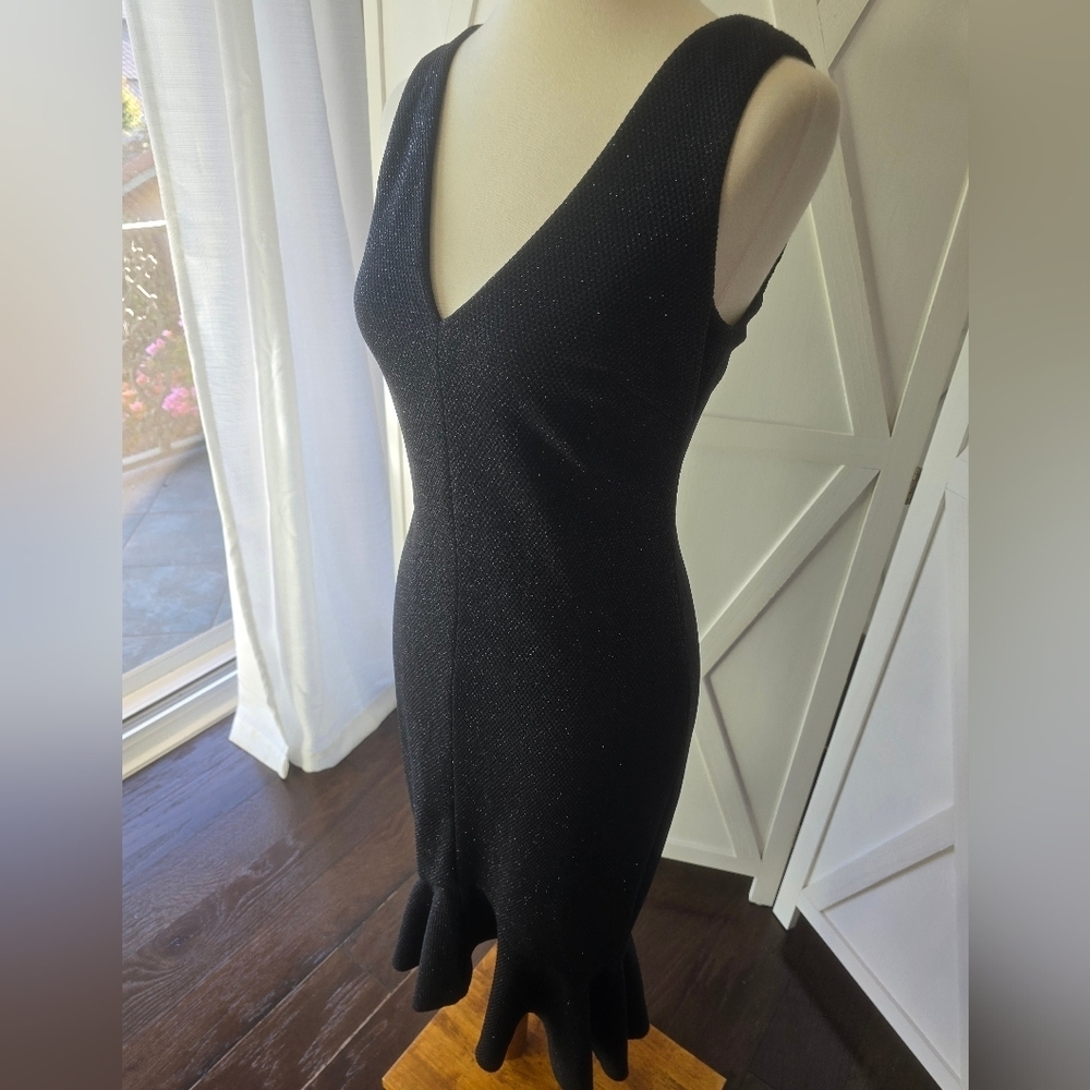 Vince Camuto Flounce-Hem Black Midi Dress - Picture 6 of 12